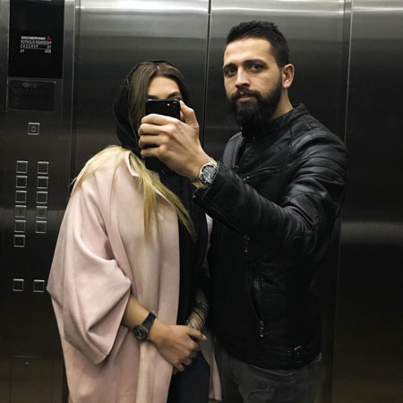 محسن افشانی و زنش در آسانسور